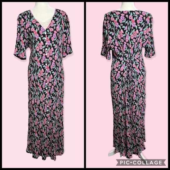 Fashion Bug Dresses & Skirts - Vintage Fashion Bug Long Floral Dress with Corset Tie Back Size 22/24 cottage